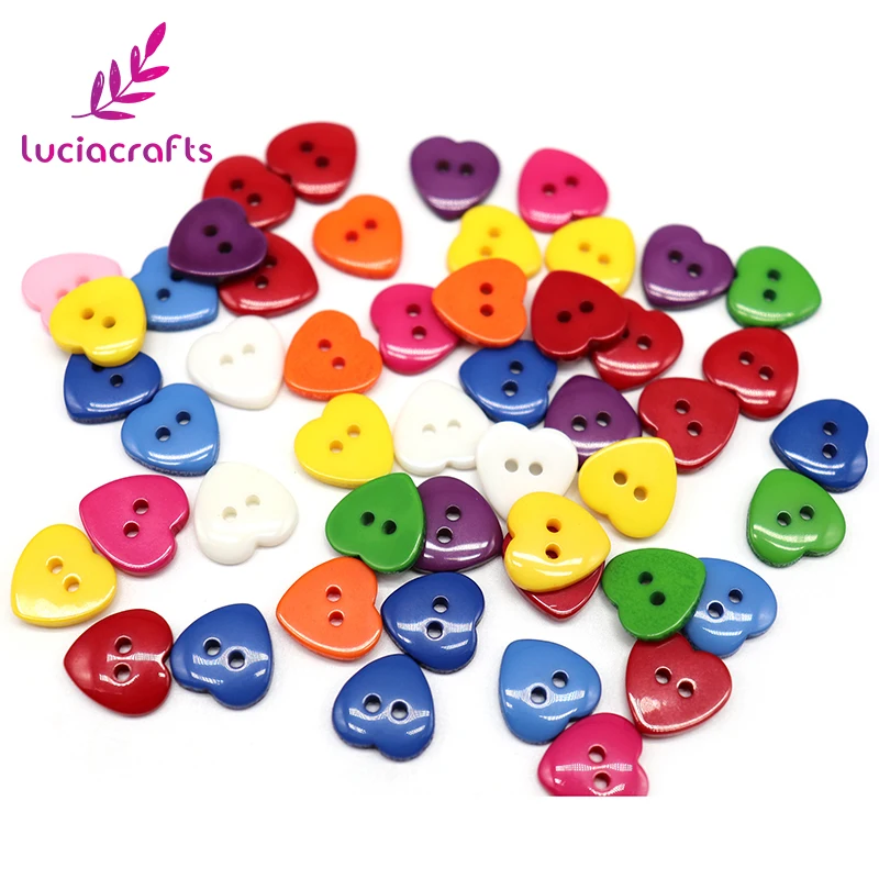 Lucia crafts 50 24 шт 12 15 мм случайно смешанные в форме сердца Кнопки из смолы DIY