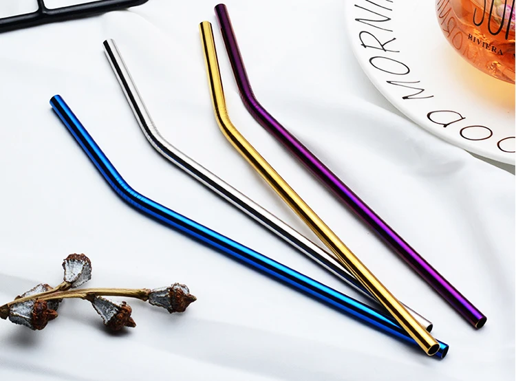 Colorful Reusable Stainless Steel Drinking Straws Spoon Tea Filter Coffee Beer Carbonator Stirring Tools Drinkware Accessories