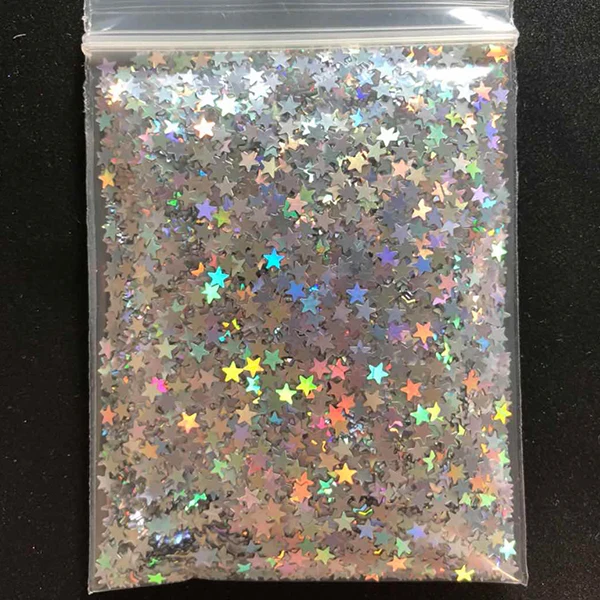 Silver Star 10 г/пакет серебристо-золотой голографический блеск 3 мм микро звезда/бабочка форма микс акриловый лазер блеск для украшения ногтей LS2356 - Цвет: Silver Star