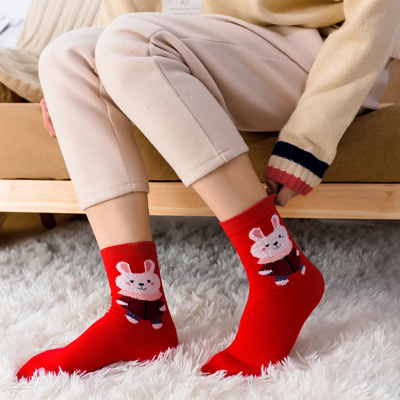5 pair striped cartoon lady red socks japanese Cute kawaii Socks Hipster Winter Christmas New Year Gift | Женская одежда