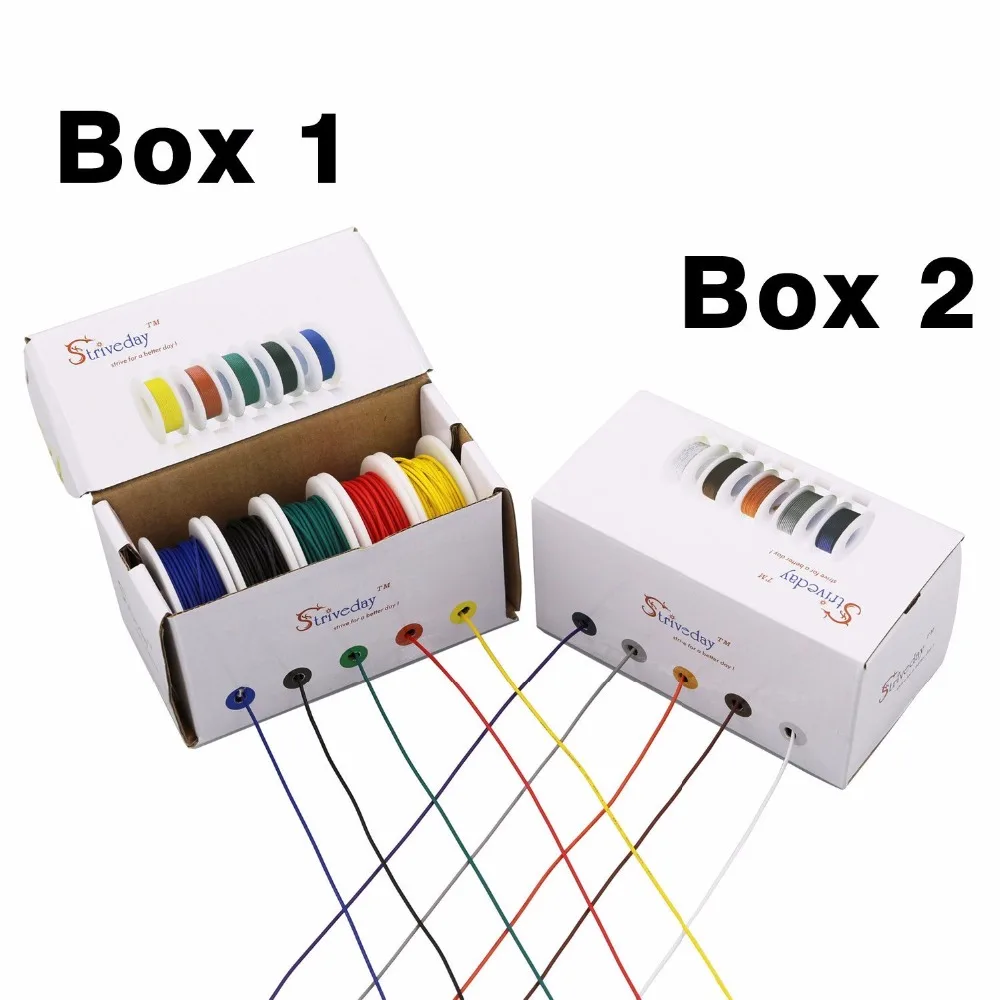 50 м/коробка 164 фута UL1007 28AWG 5 цветов смешивая коробка 1/коробка 2 многожильный