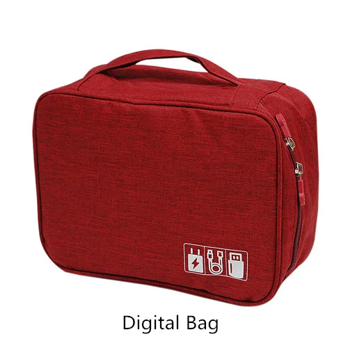 Wine Red A Cable Bag Дорожная косметичка для туалетных принадлежностей, чехол для гардероба, органайзер, кабель, провод, чехол, нижнее белье, обувь на молнии, для хранения багажа, аксессуары - Цвет: Wine Red A Cable Bag