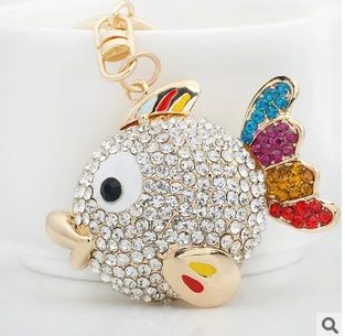 Rhinestone tropical fish/peixe keychain/korean luxury jewelry bag charms/chaveiro carro/llaveros women/porte clef strass/trinket | Украшения