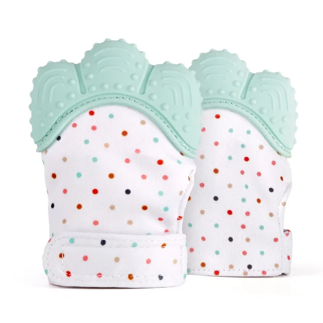 Mint Green 1 шт., натуральный силикон, детский прорезыватель, соска, перчатка, большой палец, звук, Прорезывание Зубов, жевательные бусины для кормления, ребенок, откажитесь от сосания пальцев - Цвет: Mint Green
