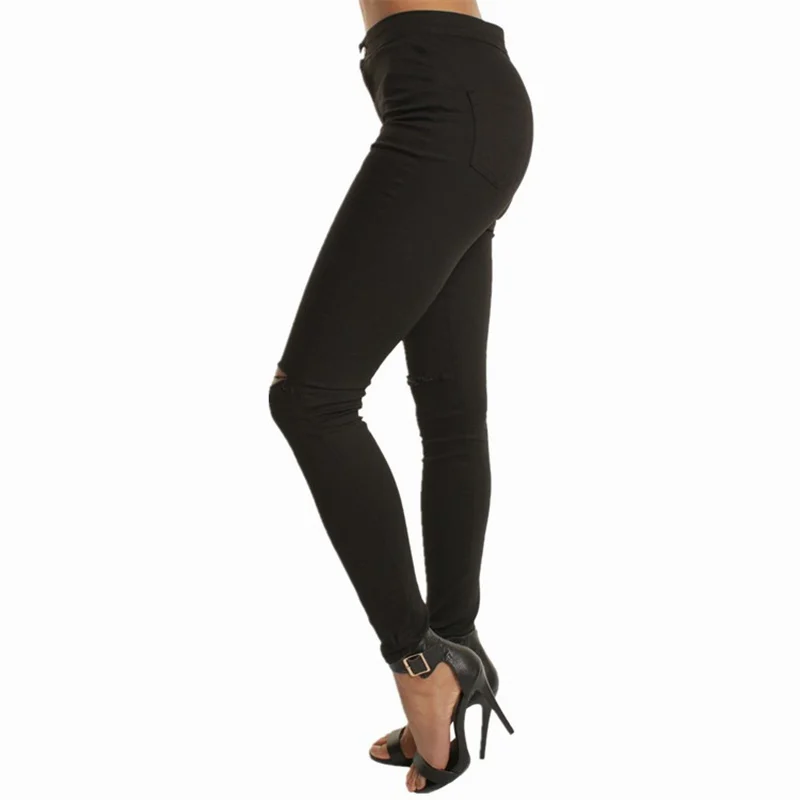 Синие черные белые сексуальные эластичные рваные узкие джинсы Глория женские с