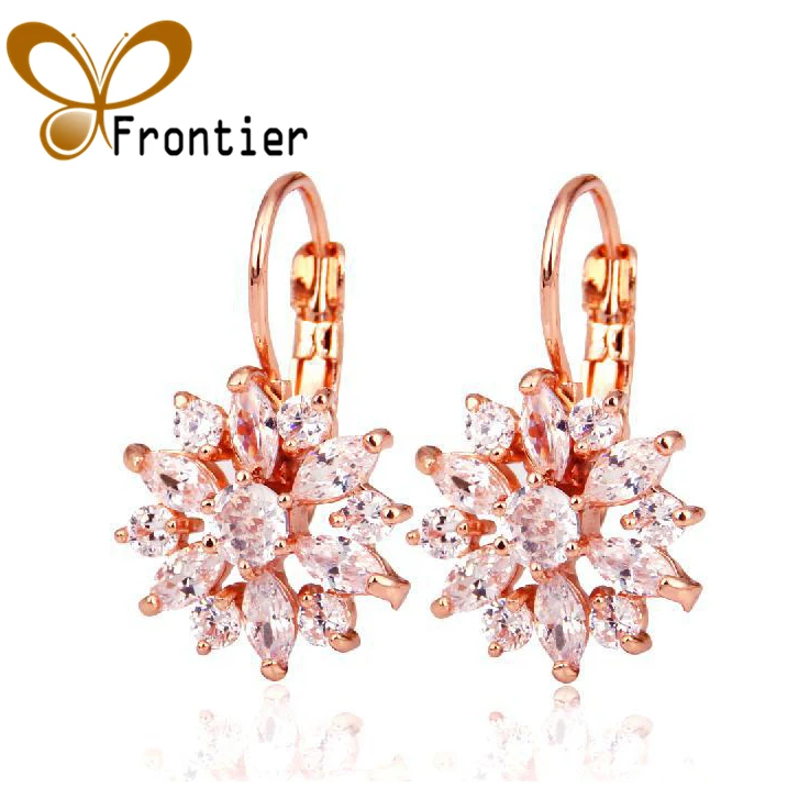 Роскошные серьги в виде цветов цвет под розовое золото и серебро женская