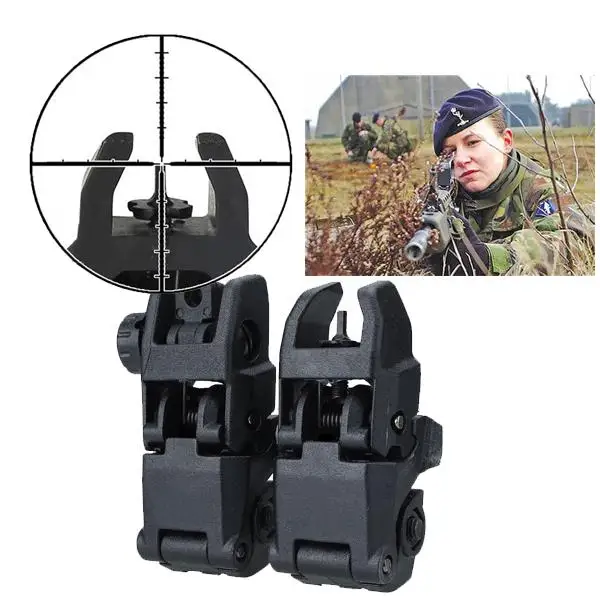2PCS Tactical Folding Front Rear Sight Flip Up Backup Sights BuiS Set Hunting Optical Collimator Accessories |