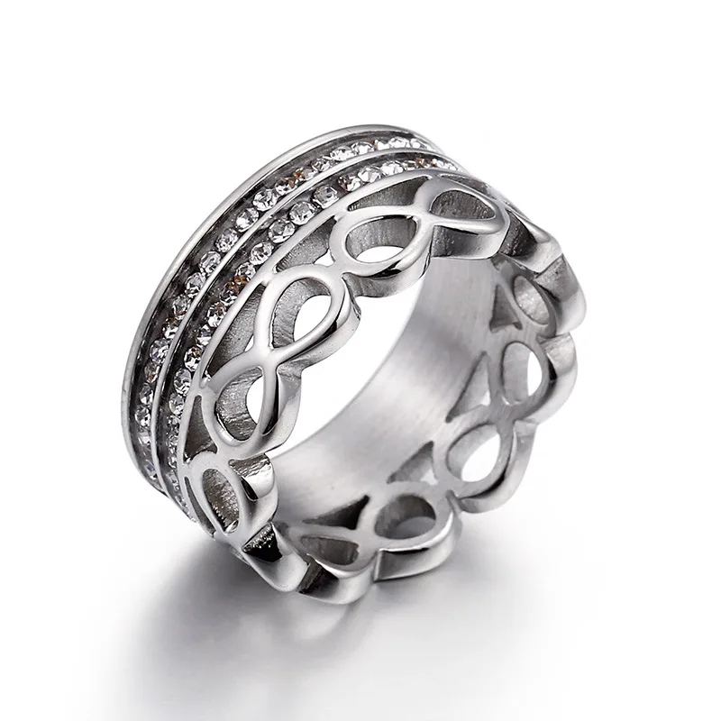 Brand New Infinity Ring for Women Stainless Steel CZ Stone Wedding Ring Engagement Fashion Jewelry