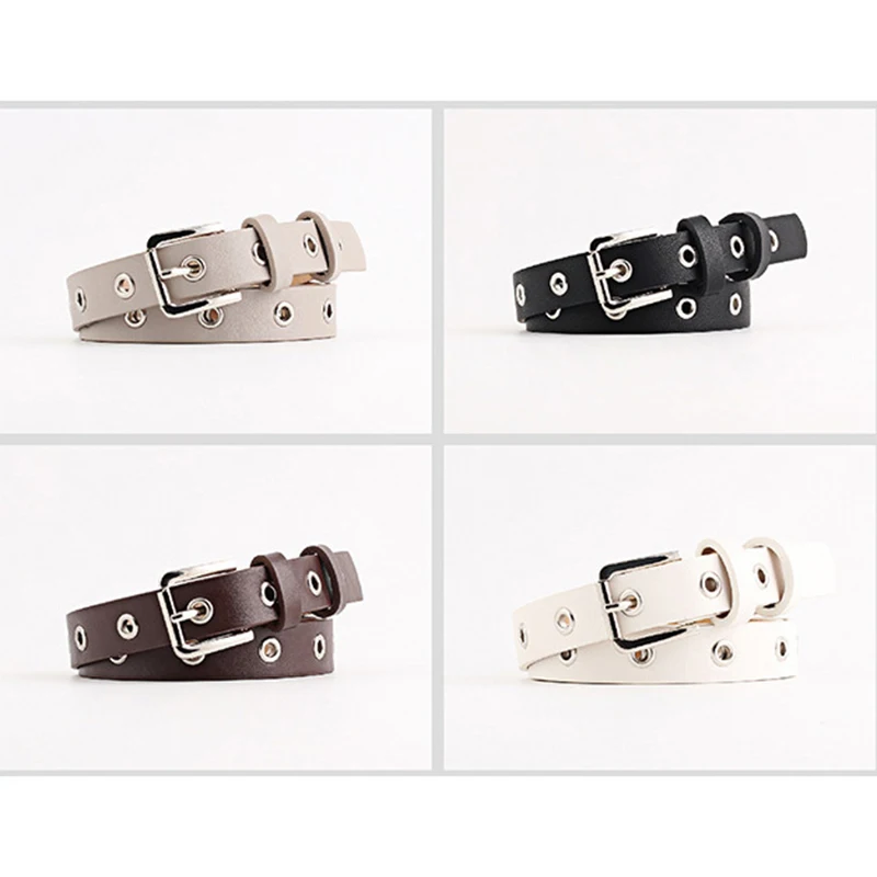 Мода готический Pu поясной ремень пэчворк ряд отверстие для женщин пряжки ремни