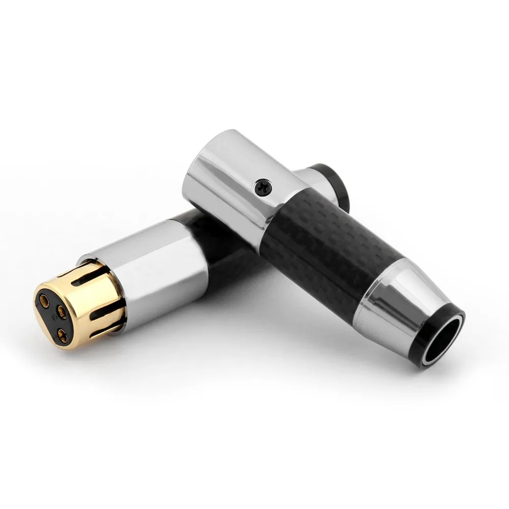 Areyourshop 1 комплект Позолоченный разъем XLR из углеродного волокна HiFi аудио 3 pin M& F черный