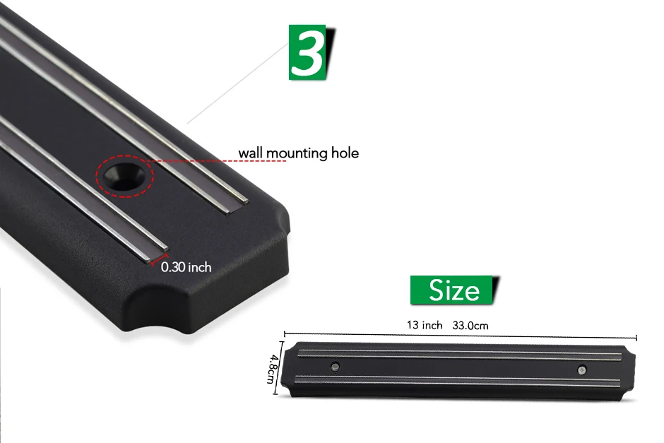 Магнитная Ножи держатель 13 дюймов настенное крепление Черный ABS placstic блок хранения держатель Шеф-повар в стойку Газа посуда Кухня для металла ножи