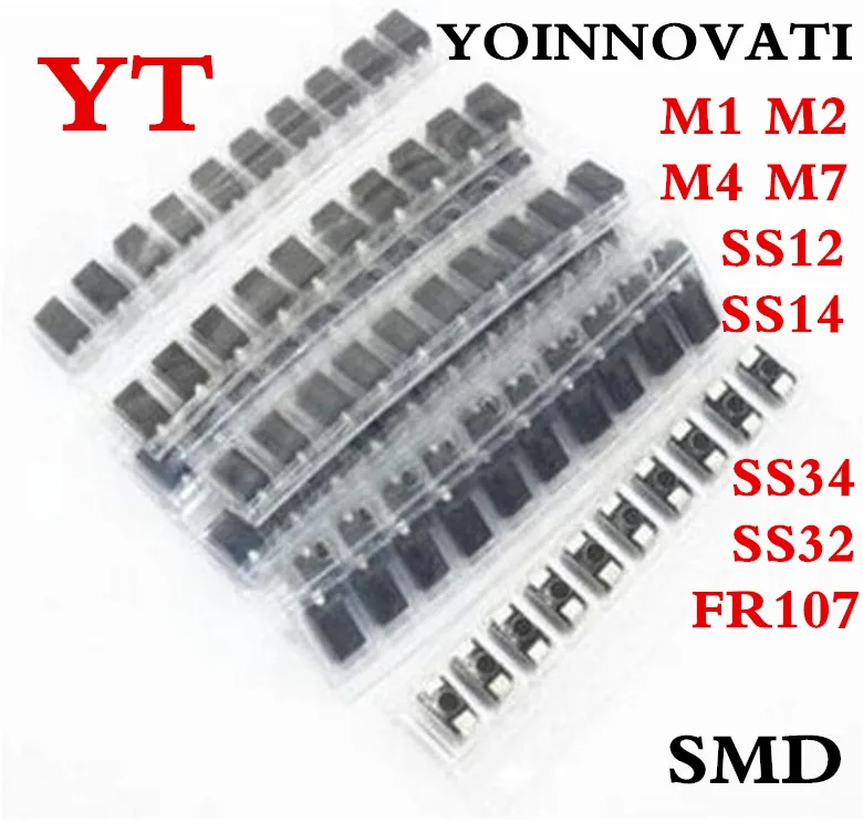 9 видов x 20 шт. = 180 шт./лот упаковка диодов SMD/M1 M2 M4 M7 SS12 SS14 SS34 SS32 FR107 лучшее качество. 9 видов x 20 шт. = 180 шт./лот упаковка диодов SMD/M1 M2 M4 M7 SS12 SS14 SS34 SS32 FR107 лучшее качество.