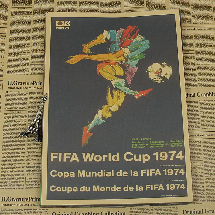 Большой винтажный футбольный постер Западная Германия на тему Кубка мира 2010 год