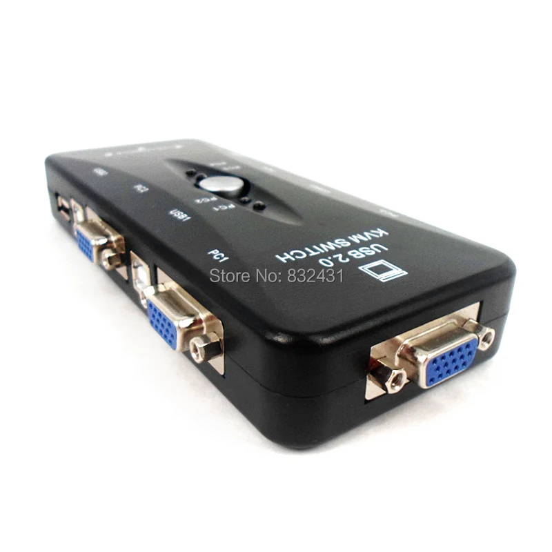 Новый черный 4 портовый адаптер USB 2 0 KVM Switch Box для подключения монитора принтера