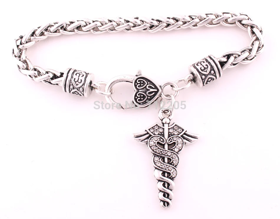 Омаров коготь 30 шт античный серебряный Пшеница звено браслет цепь с Медицинский