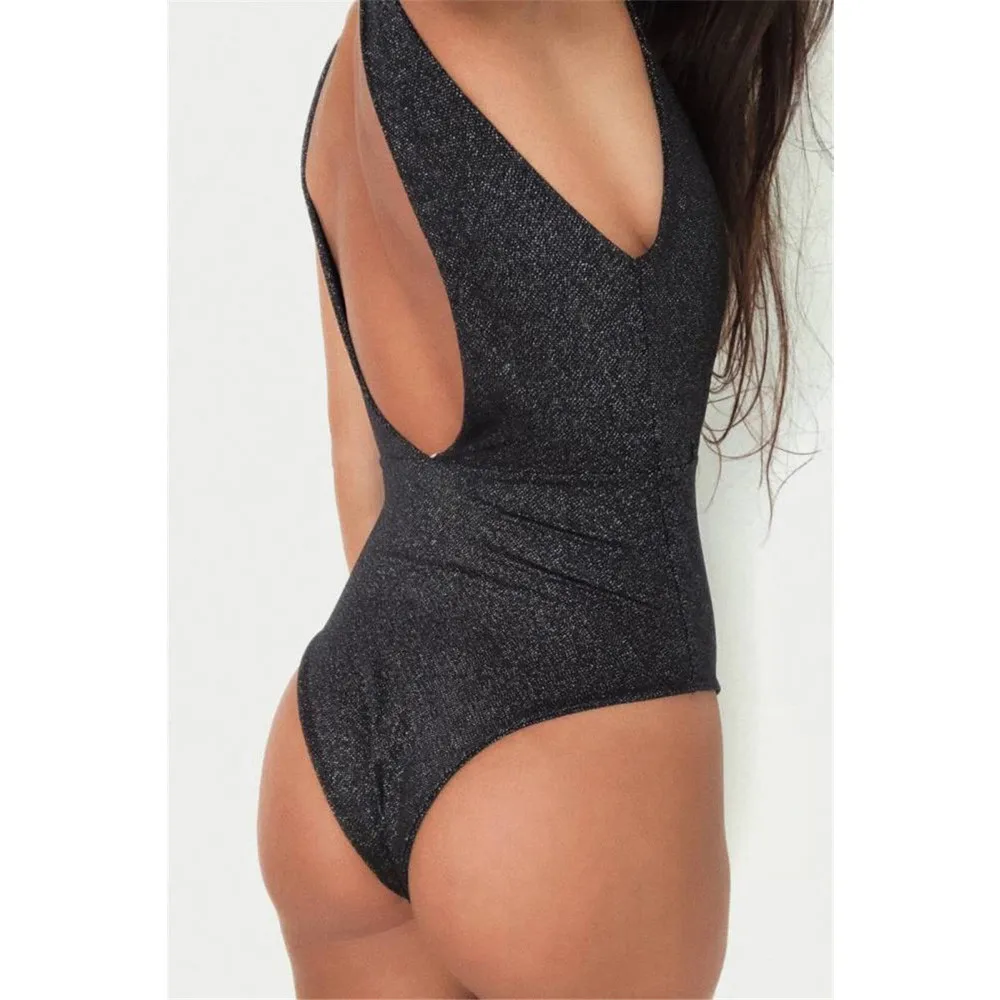 Женский купальник с открытой спиной SAGACE однотонное бикини глубоким v-образным