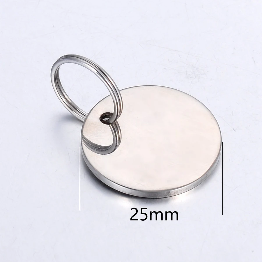 Бесплатная доставка табличек для идентификации домашних животных из нержавеющей стали с именем собаки, круглой формы 25 мм, индивидуальной таблички для кошек.