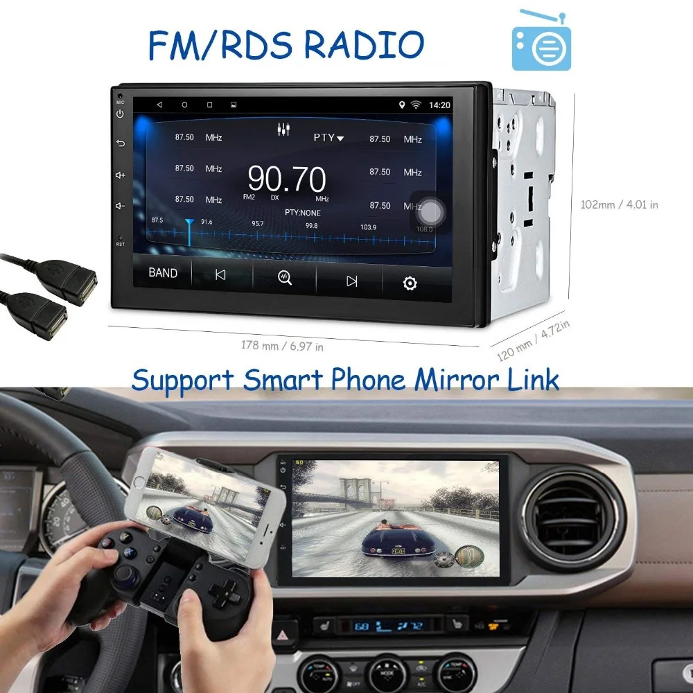 Поддержка dab 2din Android 7 1 автомобильный dvd плеер стерео gps + Wifi Bluetooth RDS FM AM радио