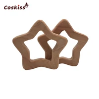 coskiss 10pcs handmade beech wooden star teether baby teething toys diy crafts pendant chewable pacifier chain accessories