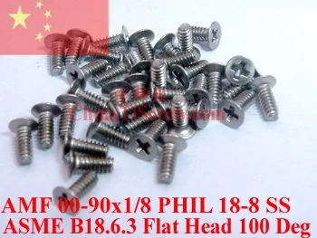 Винты из нержавеющей стали 00 90X 1/8 плоская головка 18 8 SS ROHS 100 шт|steel screw|stainless steel