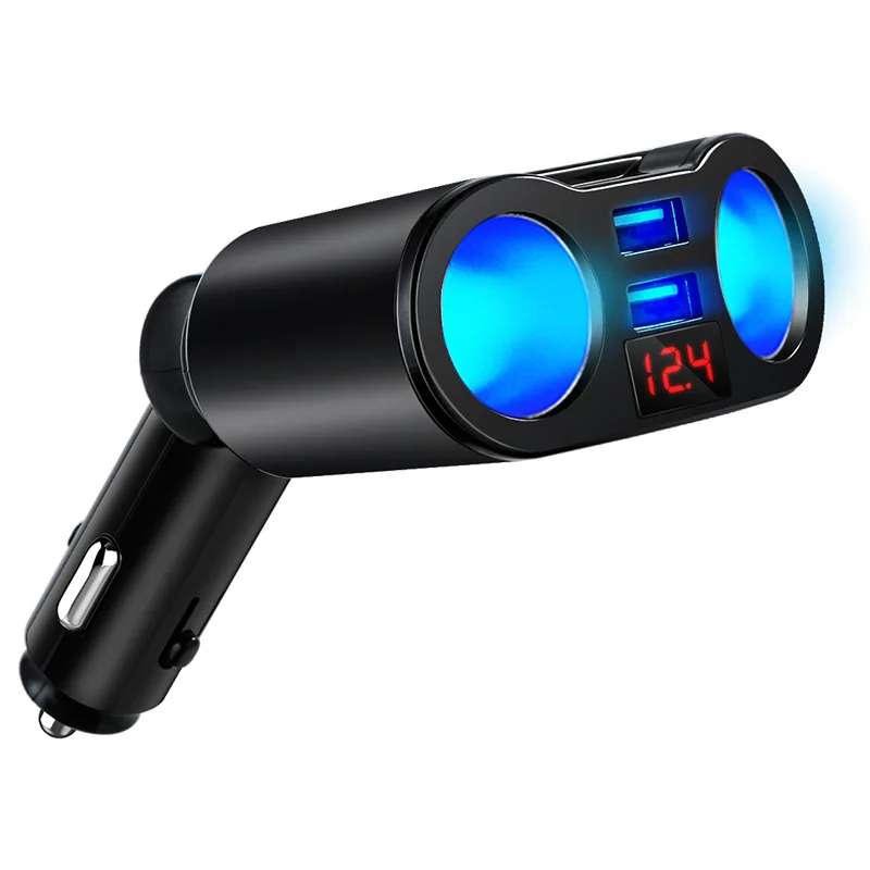 Новое 2USB автомобильное зарядное устройство с 2 прикуривателем вращением мульти
