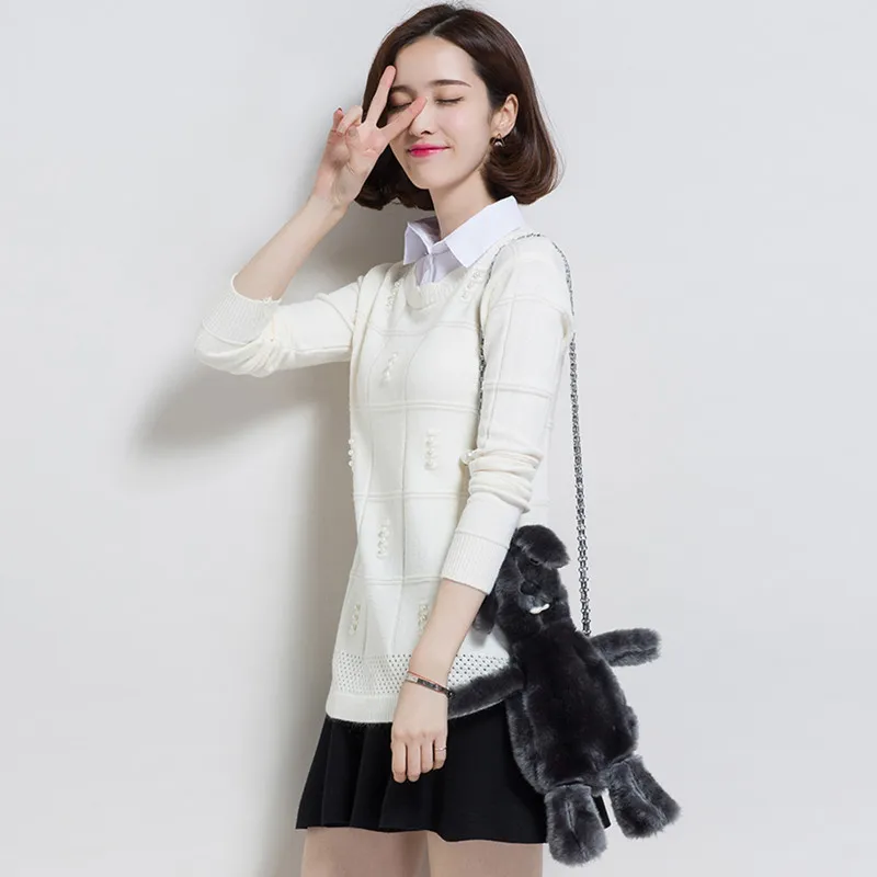 2019 Autumn New Shirt Sweater Women Long Sleeve Fashion Beading Knitted Sweaters And Pullovers Casual Female Jumper Tops R758 | Женская
