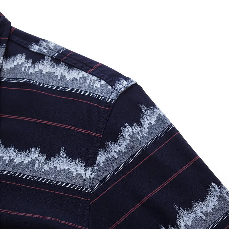 Мужская хлопковая рубашка с длинным рукавом повседневная классическая в полоску