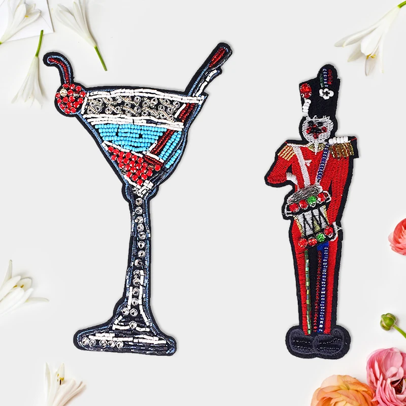 Diamond Кубок Бокалы под вино военнослужащий Стразы бисера вышитые пришить Нашивки