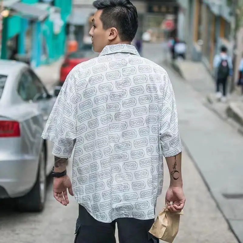 Новая летняя мужская рубашка с короткими рукавами и принтом в Корейском стиле