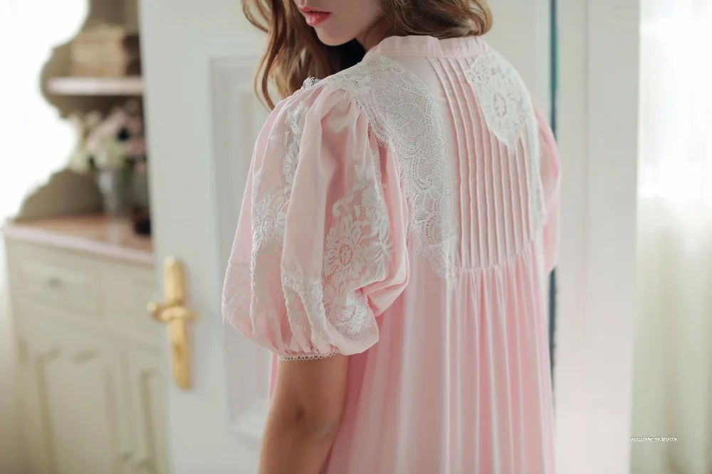 Бесплатная доставка Новинка лета 2016 Женская белая длинная ночная рубашка в стиле