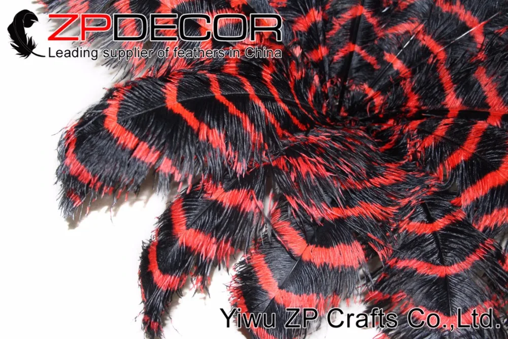 Zpdecor 50 шт./лот 70-75 см(28-30 дюймов) пушистые красные и черные полосатые Окрашенные Перья страуса для Бурлеск нарядное платье Вечерние