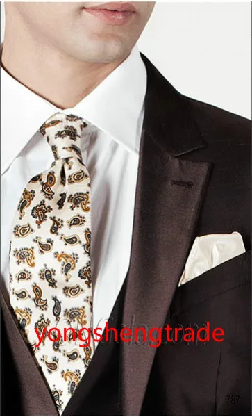 2015 роскошный коричневый Свадебный костюм из трех частей в шелковой Shantung ткани