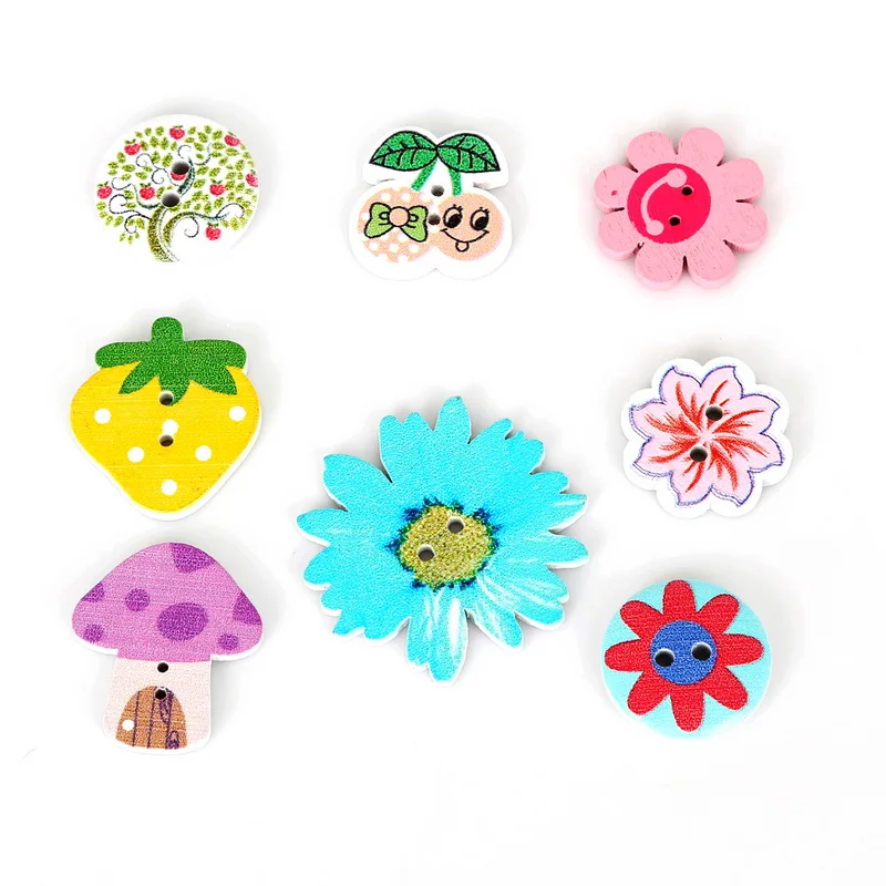 80 шт. милая фотография с двумя отверстиями|2 hole wooden buttons|wooden buttonsbuttons sewing |