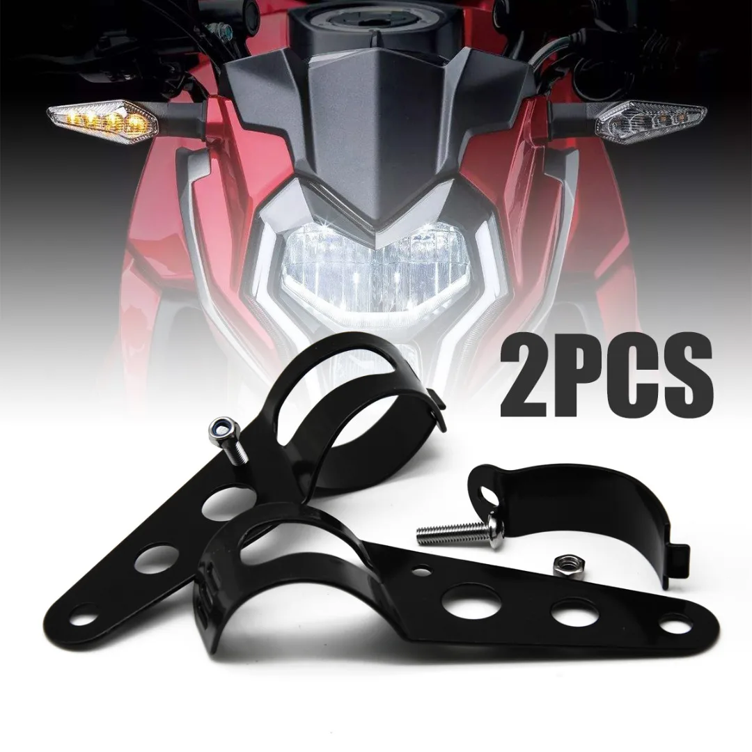 

2pcs Balck Metal Motorcycle 33-43mm Fork Tube Clamp Headlight Side Mount Bracket Support For Honda Kawasaki Suzuki