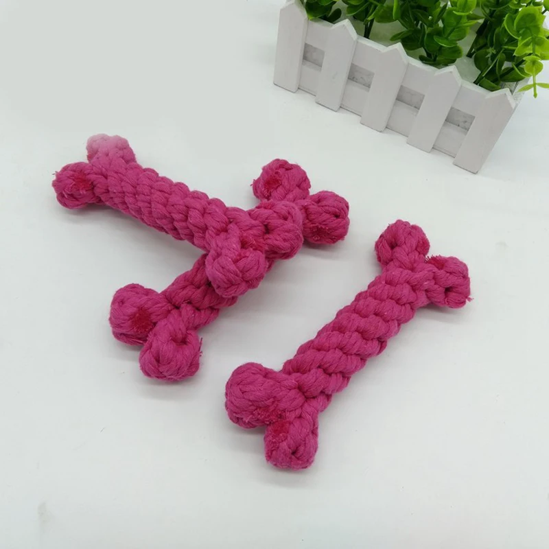 ПЭТ жевать игрушки для собак Хлопок Веревка Bone щенок чистка зубов обучение