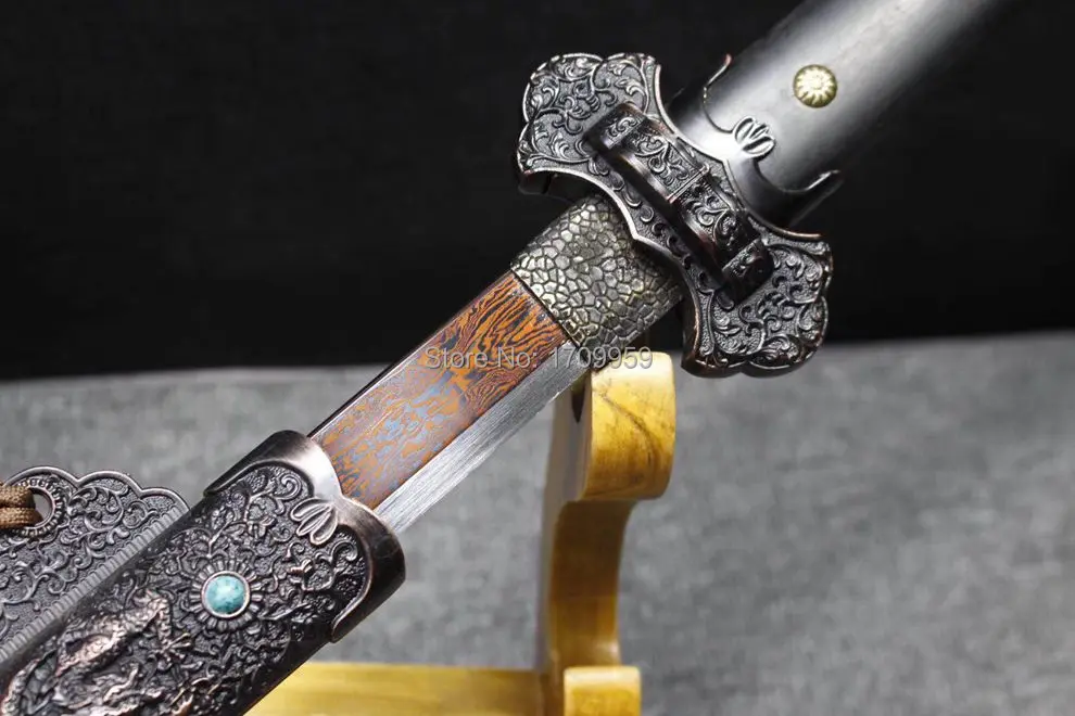 Ручной дракон фитинги Тан дао кроваво Красный Дамаск Сталь blade Sharp Китайский меч