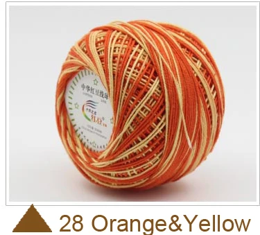 28 Mixed Orange 360 г хлопок, кружевная пряжа толщиной 1 мм для вязания, для детской кожи, 8 шариков, доступны различные цвета - Цвет: 28 Mixed Orange