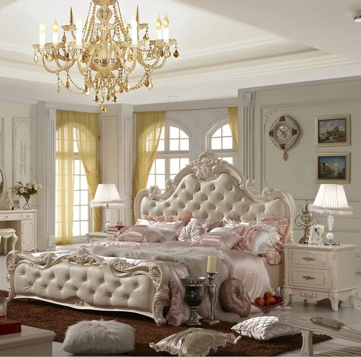 Высококачественная кровать для 2 человек европейская французская резная кровати