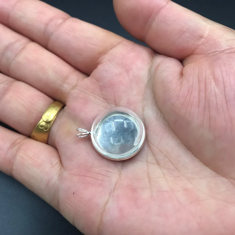 Флакон с полукруглым покрытием 20 мм серебристая основа соединитель и ожерелье