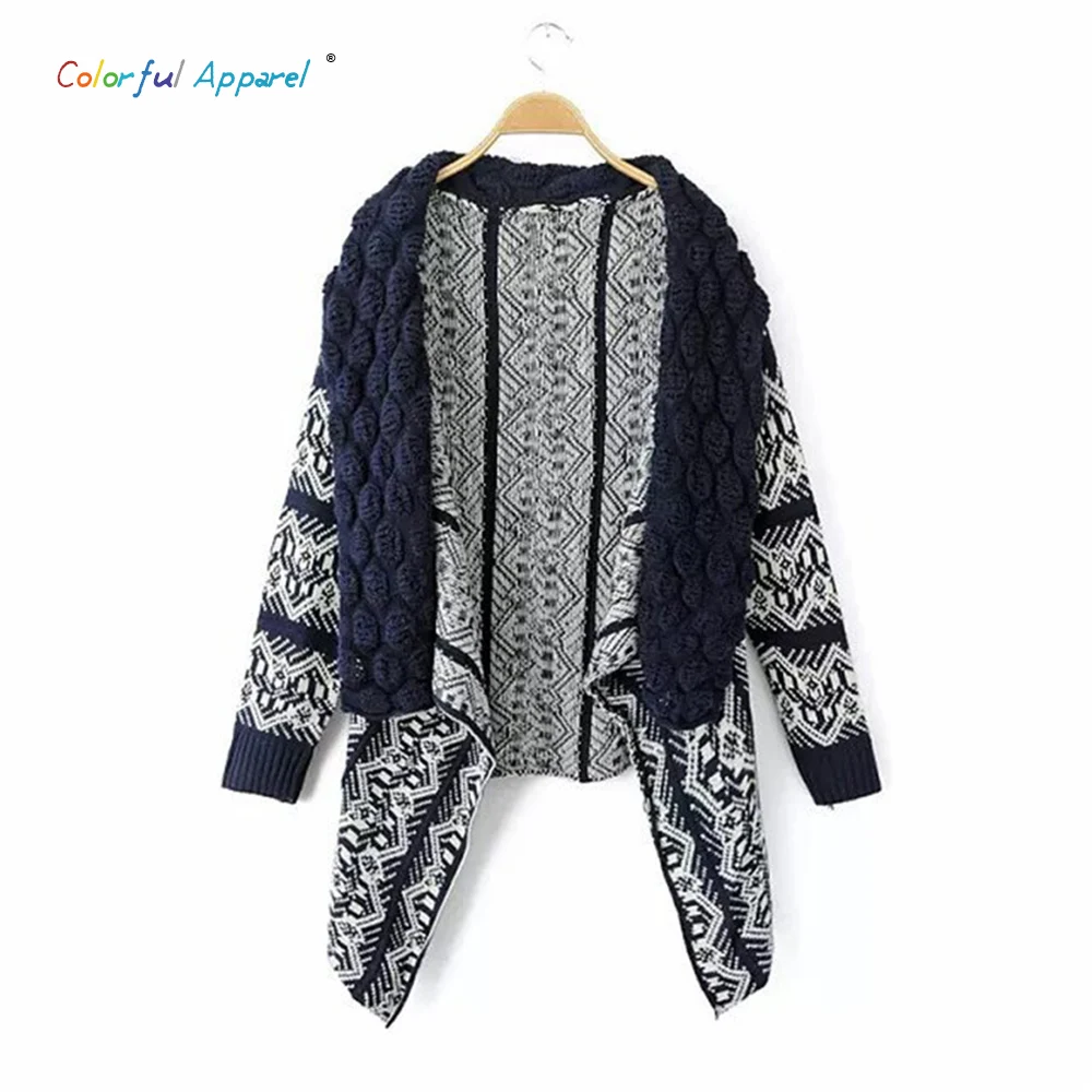 CA осенне-зимней моды ретро геометрический узор свитер кардиганы кабо пальто