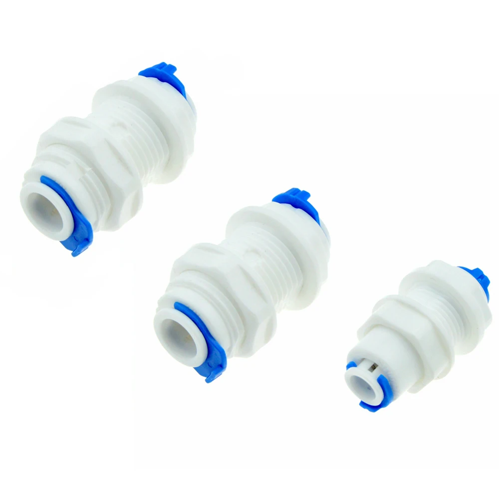 Reverse Osmosis System Straight Bulkhead Equal 1/4" 3/8" OD Hose Connection Coupling RO Water Plastic Quick Fitting Connector |
