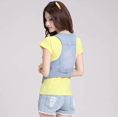 Горячая распродажа! летние женские жилет без рукавов Женщины Джинсовый женский