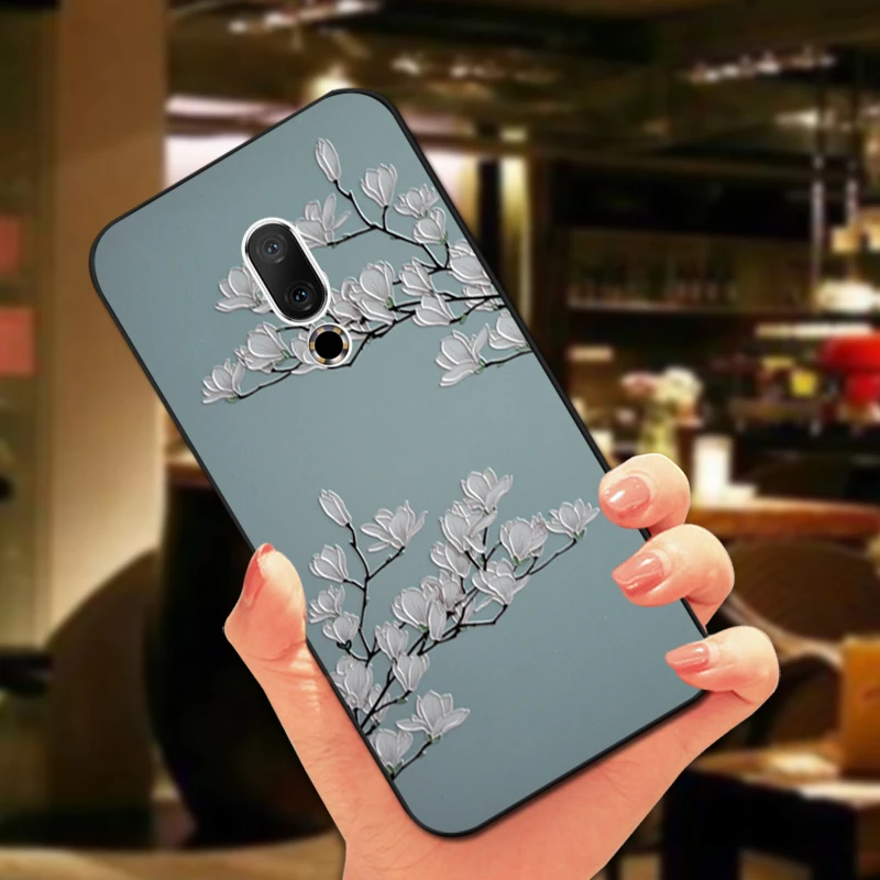 3D чехол для Meizu V8 Pro X8 M8 Mote роскошный мягкий черный с цветами 15 16 th Plus 16X M15 Lite