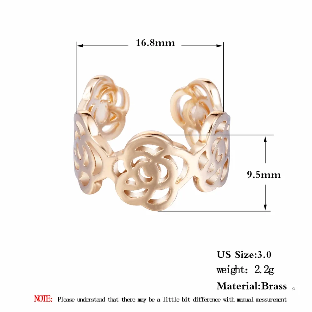 Чандлер бренд 10 шт золотое покрытие роза цветок стек кольцо открытая Любовь