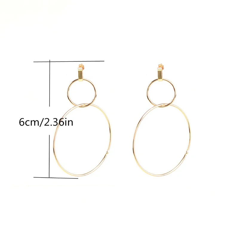 Горячая Распродажа модные большие серьги кольца двойной Круглый Круг длинные
