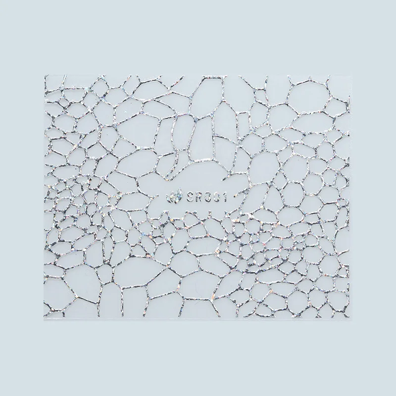 12 узоров большой лист голографический 3D стикер для ногтей золотой серебристый