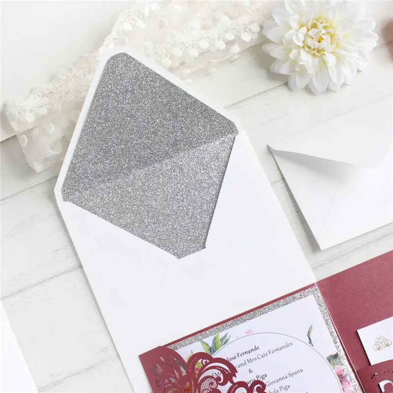 Индивидуальные свадебные открытки с конвертом блестящие внутренние приглашения