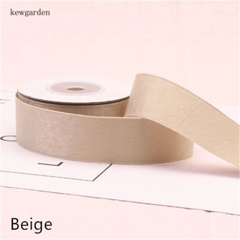 Kewgarden 40 мм 25 мм 10 мм Двусторонняя Толстая бархатная атласная лента вручную изготовленная лента DIY Бант Лента Riband упаковочная лента 5 метров - Цвет: Бежевый