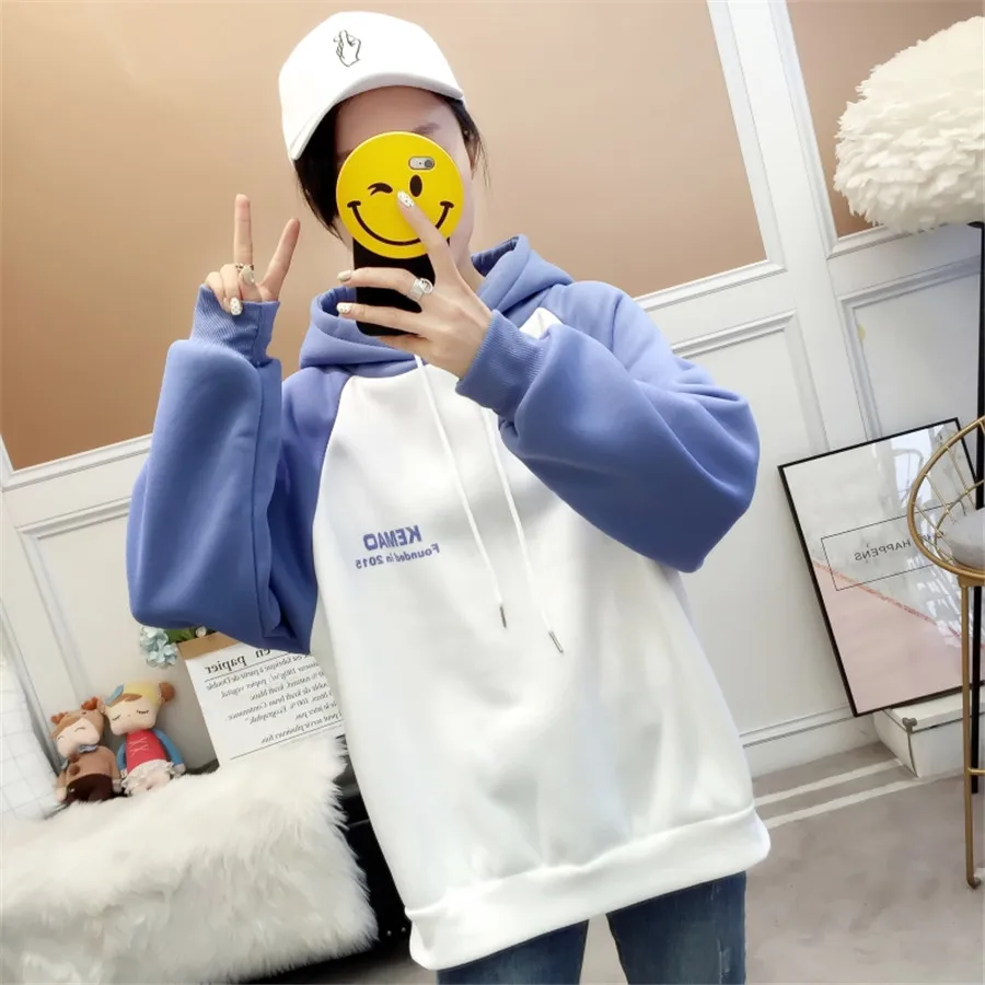 Spring new fashion street hooded women's large size plus velvet thick long loose versatile coat S-XXL | Женская одежда