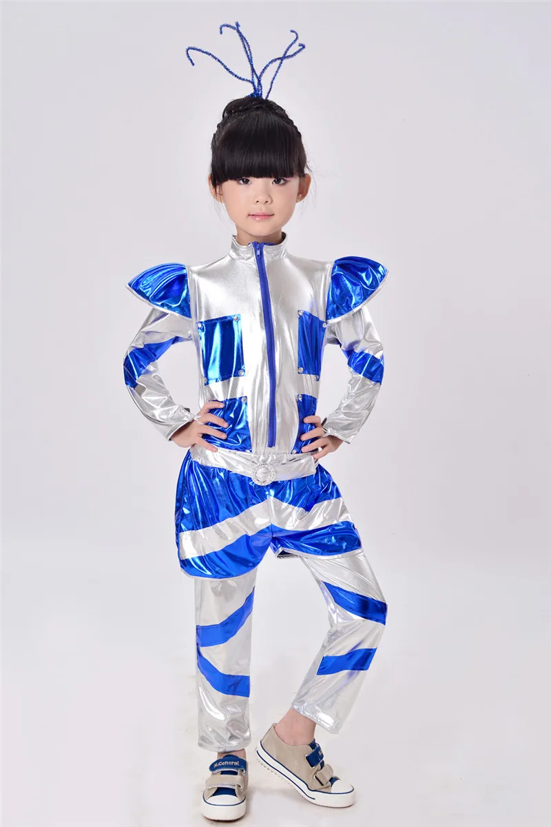 

2019 New Kids Animation Drama Robot Dance Costumes Boys Girls Astronaut Space Dance Suit Unisex 110-150cm Dance Robot Cosplay